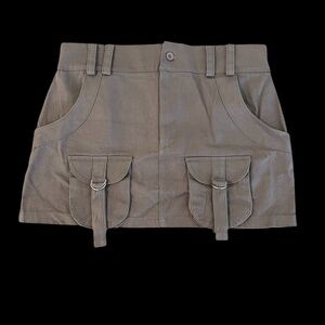 Pretty Little Thing Sz 8 Charcoal Grey Cargo Pocket Detail Micro Mini Skirt